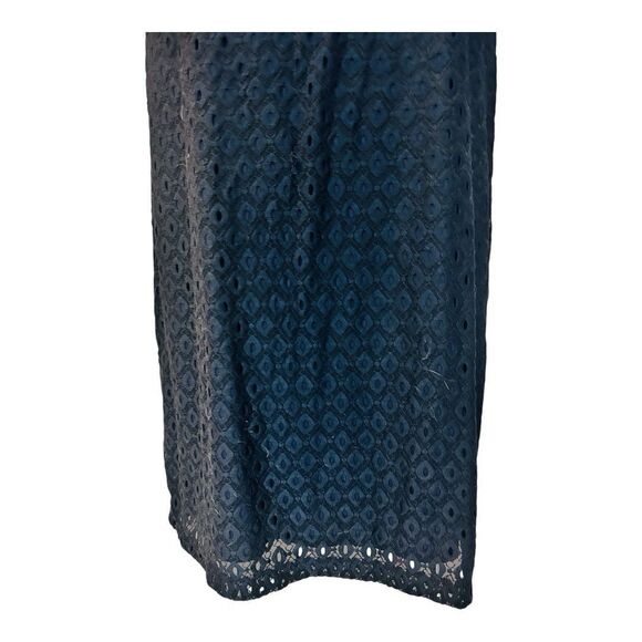 Midnight Velvet Catalog Eyelet Stretch Lace Office Party Casual Navy Blue Dress - Picture 8 of 14